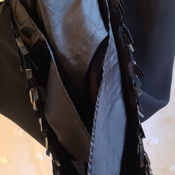 Vintage 90s 6 Asymmetrical Black Cocktail Dress Sequins Formal size 6 - Picture 6 of 10